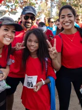 Smiling family at step out
