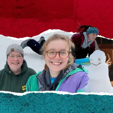 Smiling girls at winter diabetes camp