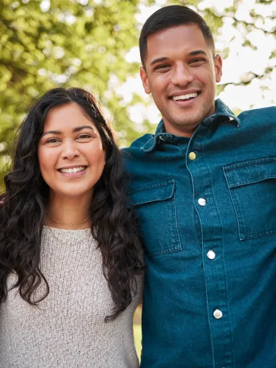 Smiling Latino family