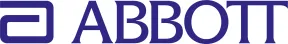 Logo for Abbott: dark blue stylized A and text.