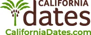 Logo: "California Dates" with palm tree and fruit. "CaliforniaDates.com" below.